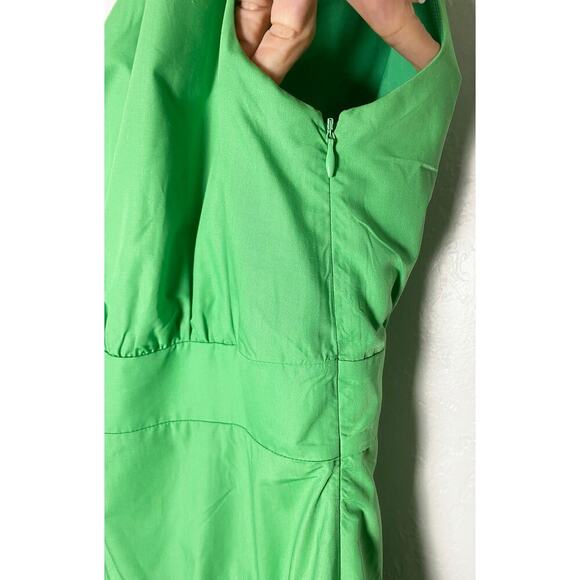 Lalavon Women's Green One Shoulder Tie Dress Midi Tiered Summer Vacation Flowy L - Picture 6 of 11